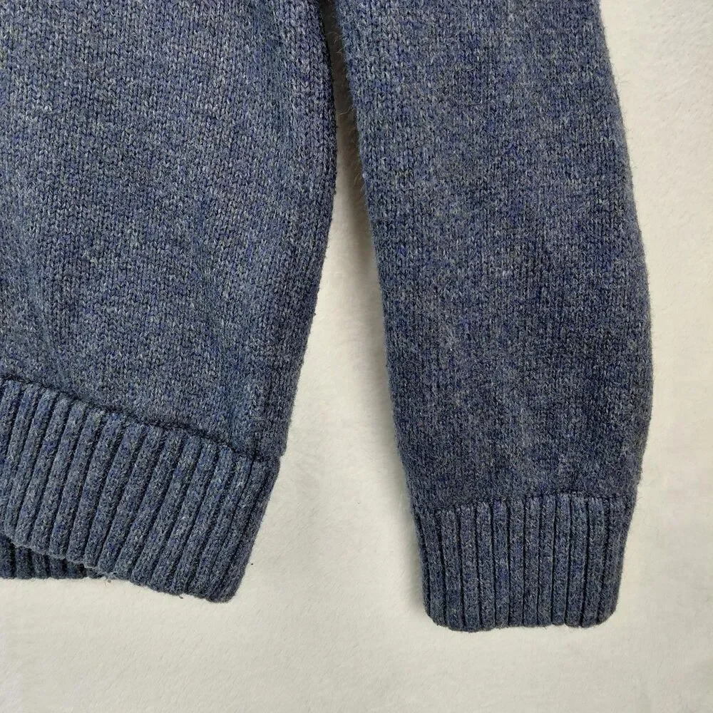 Banana Republic Sweater Mens Large Blue Shawl Collar Wool Blend Fisherman Toggle